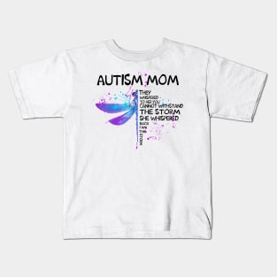Dragonfly Autism Mom Whispered Back I Am The Storm Kids T-Shirt